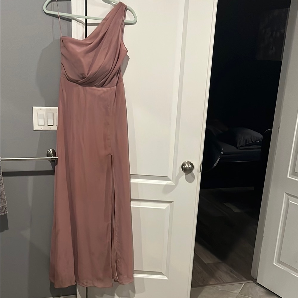 Elegant Mauve One-Shoulder Dress Nude Pink